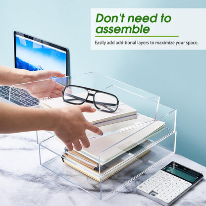Harloon 4 Tier Paper Organizer Letter Tray Acrylic Desk File Organizer