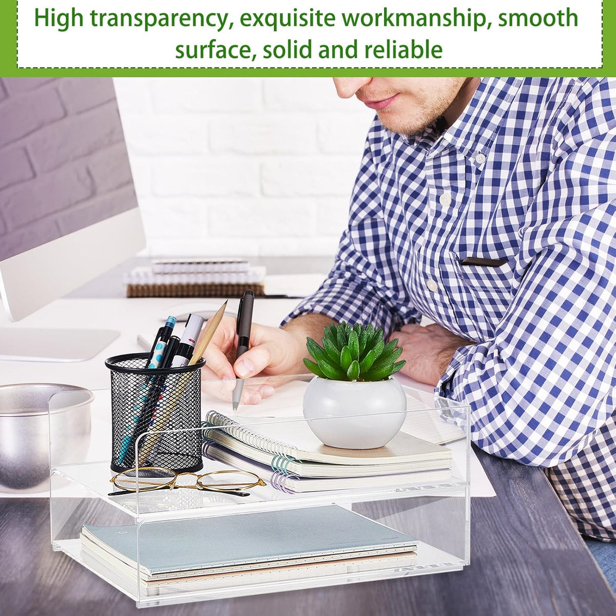 Harloon 4 Tier Paper Organizer Letter Tray Acrylic Desk File Organizer