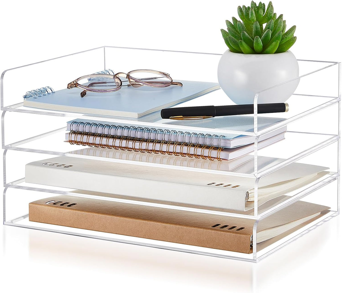 Harloon 4 Tier Paper Organizer Letter Tray Acrylic Desk File Organizer
