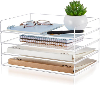 Harloon 4 Tier Paper Organizer Letter Tray Acrylic Desk File Organizer