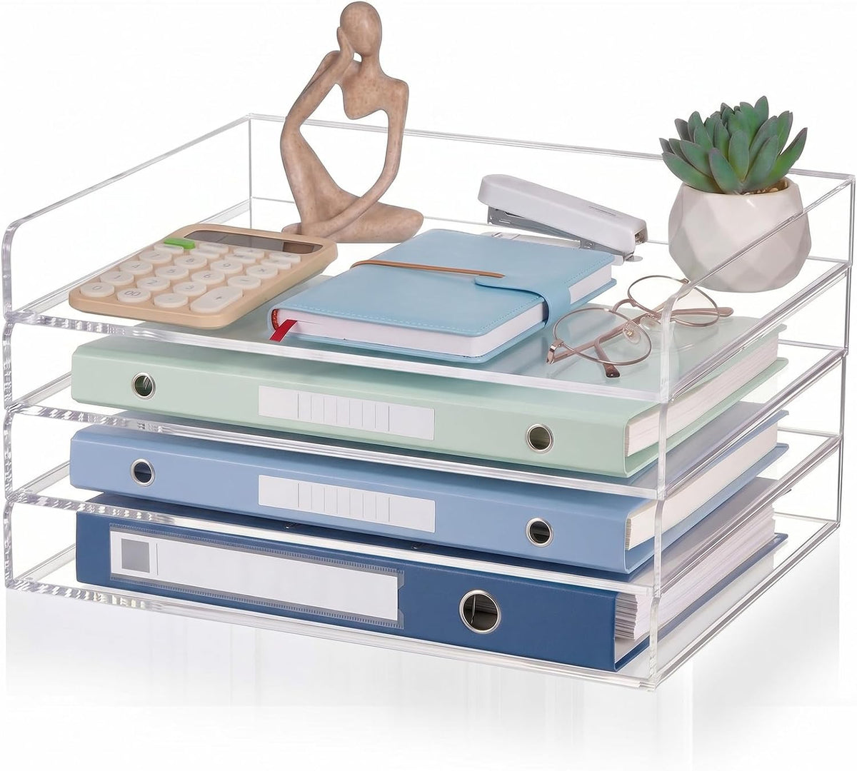 Harloon 4 Tier Paper Organizer Letter Tray Acrylic Desk File Organizer