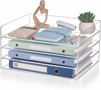 Harloon 4 Tier Paper Organizer Letter Tray Acrylic Desk File Organizer