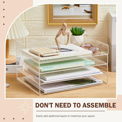 Harloon 4 Tier Paper Organizer Letter Tray Acrylic Desk File Organizer