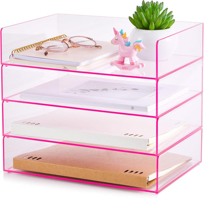 Harloon 4 Tier Paper Organizer Letter Tray Acrylic Desk File Organizer