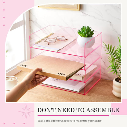 Harloon 4 Tier Paper Organizer Letter Tray Acrylic Desk File Organizer