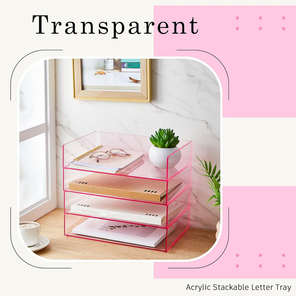 Harloon 4 Tier Paper Organizer Letter Tray Acrylic Desk File Organizer