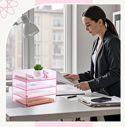 Harloon 4 Tier Paper Organizer Letter Tray Acrylic Desk File Organizer