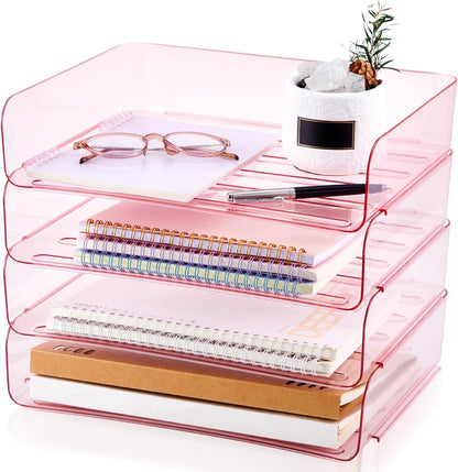 Harloon 4 Tier Paper Organizer Letter Tray Acrylic Desk File Organizer