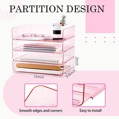 Harloon 4 Tier Paper Organizer Letter Tray Acrylic Desk File Organizer