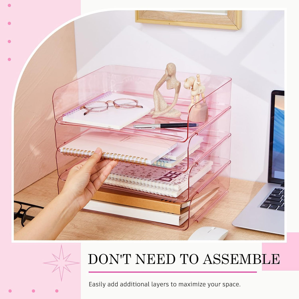 Harloon 4 Tier Paper Organizer Letter Tray Acrylic Desk File Organizer
