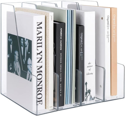 Clear Vertical Magazine File Holder, Plastic Desk Organizer Binder, 4PC