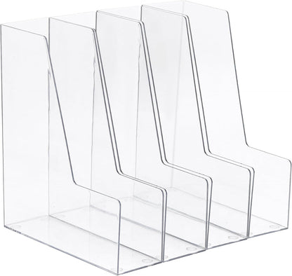 Clear Vertical Magazine File Holder, Plastic Desk Organizer Binder, 4PC