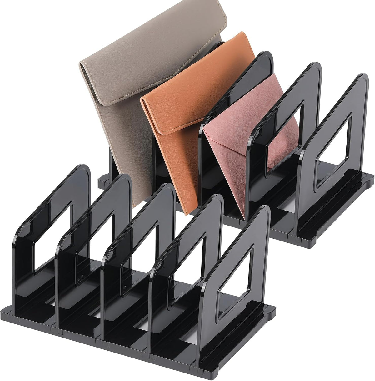 Clear Vertical Magazine File Holder, Plastic Desk Organizer Binder, 4PC