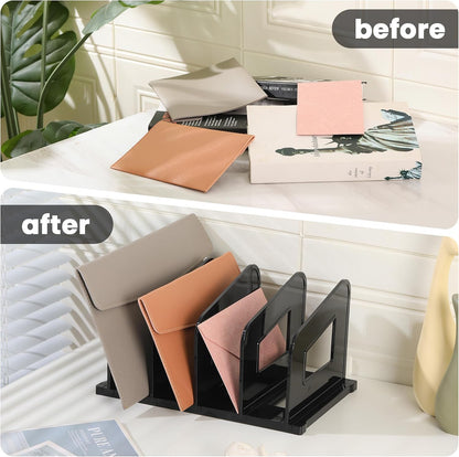 Clear Vertical Magazine File Holder, Plastic Desk Organizer Binder, 4PC