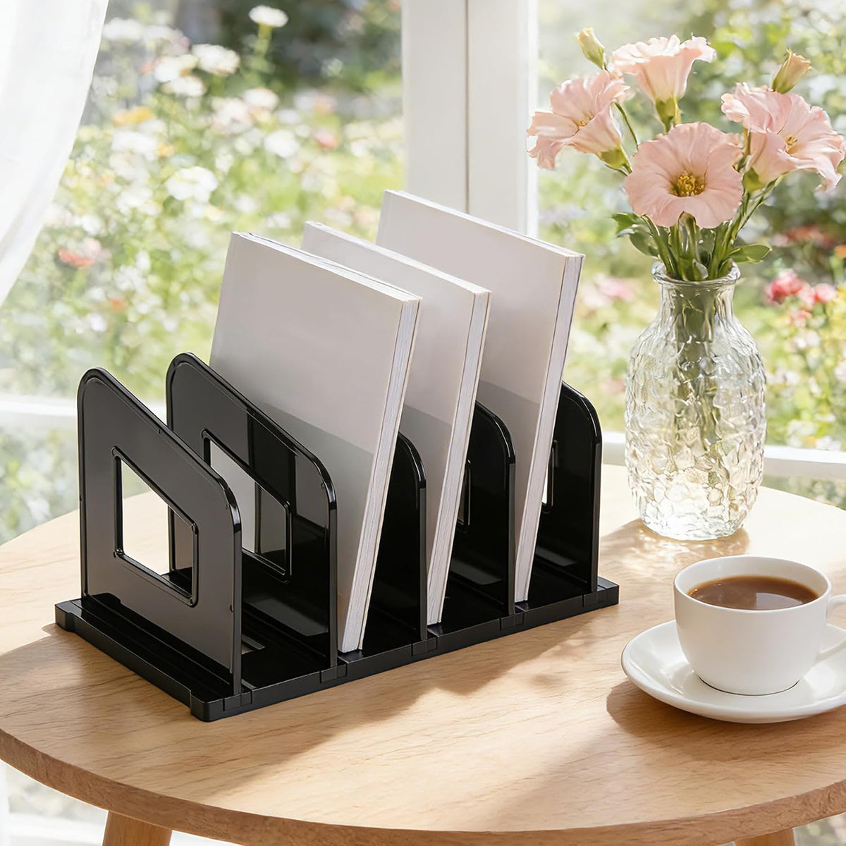 Clear Vertical Magazine File Holder, Plastic Desk Organizer Binder, 4PC