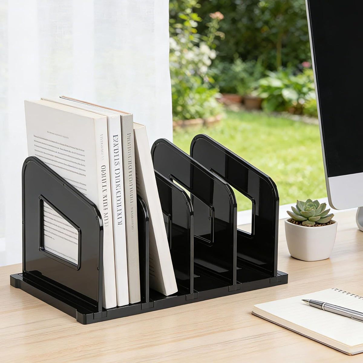 Clear Vertical Magazine File Holder, Plastic Desk Organizer Binder, 4PC