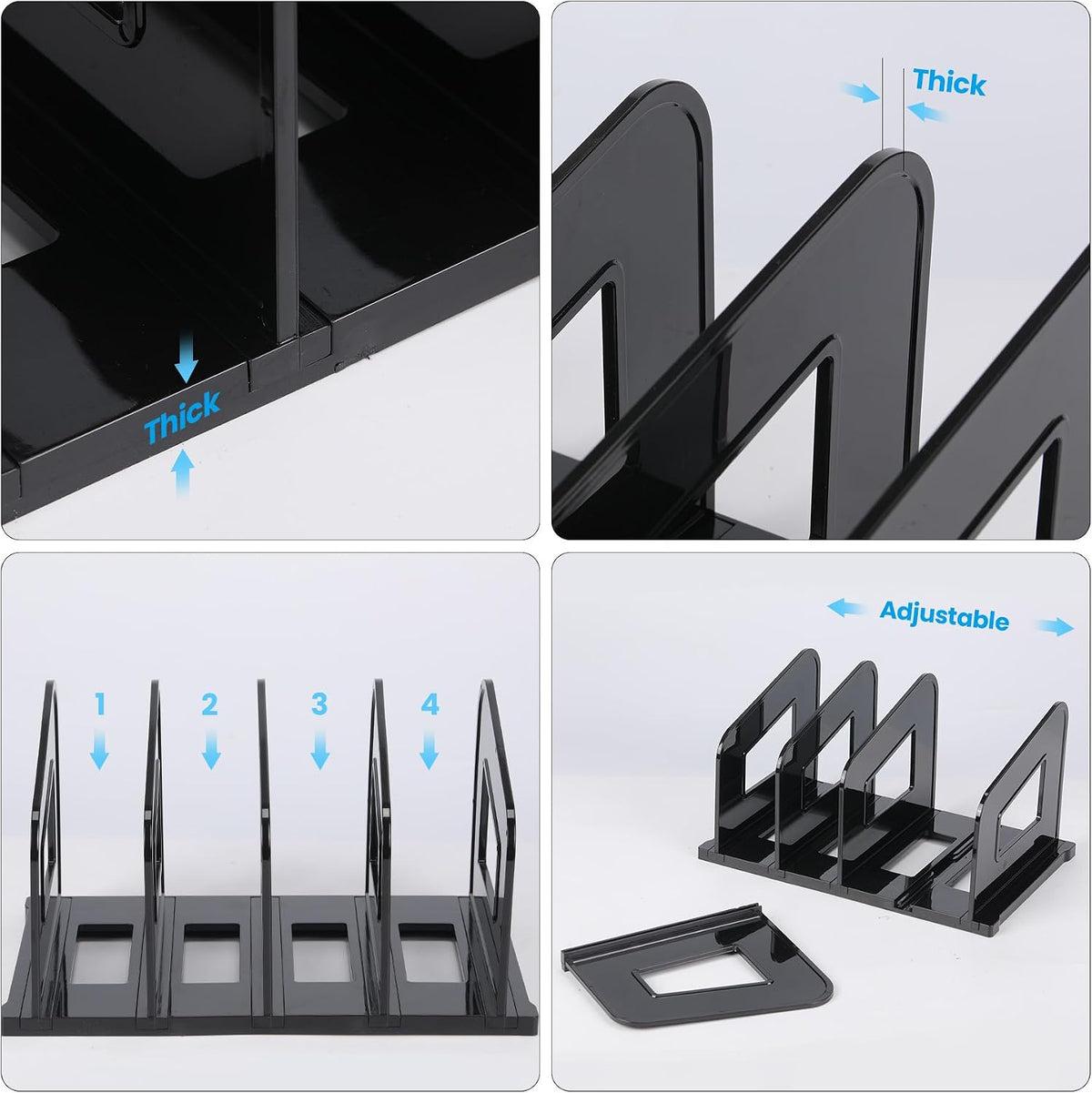 Clear Vertical Magazine File Holder, Plastic Desk Organizer Binder, 4PC
