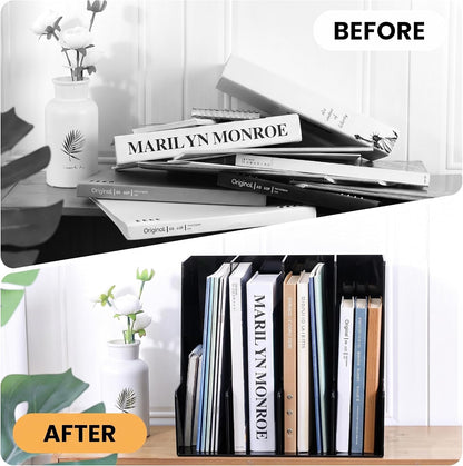 Clear Vertical Magazine File Holder, Plastic Desk Organizer Binder, 4PC