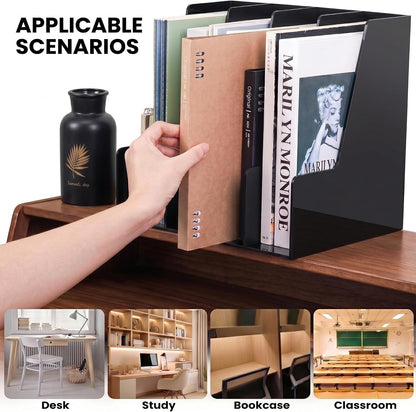 Clear Vertical Magazine File Holder, Plastic Desk Organizer Binder, 4PC