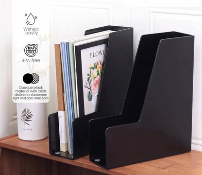 Clear Vertical Magazine File Holder, Plastic Desk Organizer Binder, 4PC