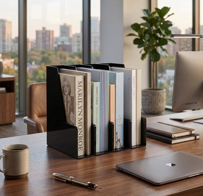 Clear Vertical Magazine File Holder, Plastic Desk Organizer Binder, 4PC