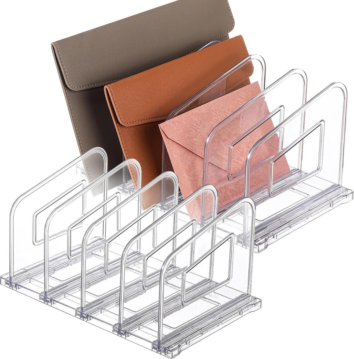 Clear Vertical Magazine File Holder, Plastic Desk Organizer Binder, 4PC