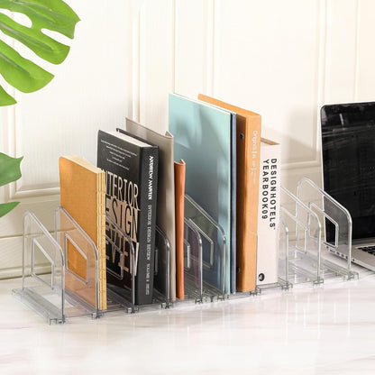 Clear Vertical Magazine File Holder, Plastic Desk Organizer Binder, 4PC