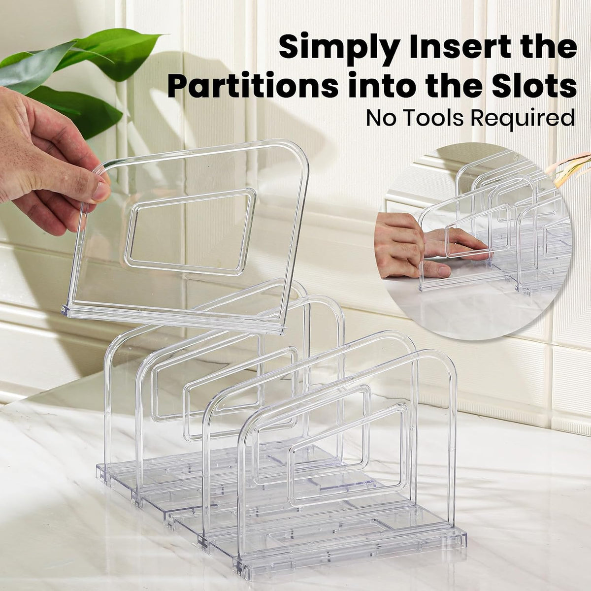 Clear Vertical Magazine File Holder, Plastic Desk Organizer Binder, 4PC