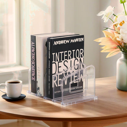 Clear Vertical Magazine File Holder, Plastic Desk Organizer Binder, 4PC
