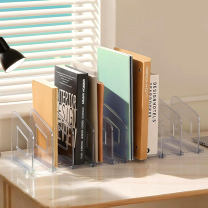 Clear Vertical Magazine File Holder, Plastic Desk Organizer Binder, 4PC