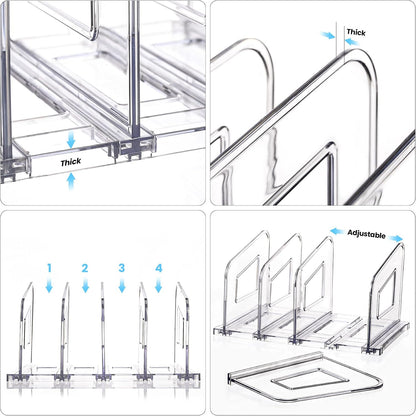 Clear Vertical Magazine File Holder, Plastic Desk Organizer Binder, 4PC