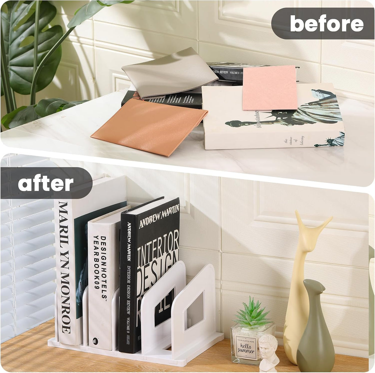 Clear Vertical Magazine File Holder, Plastic Desk Organizer Binder, 4PC