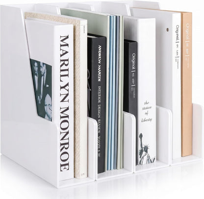 Clear Vertical Magazine File Holder, Plastic Desk Organizer Binder, 4PC