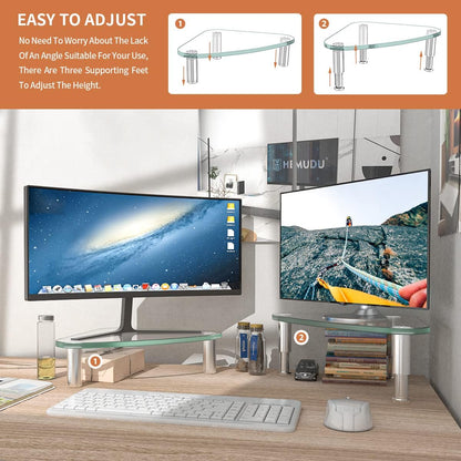 2 Pack Computer Monitor Riser | Triangle Desktop Universal Corner Stand for Computer Monitor & Laptop HD01T-203