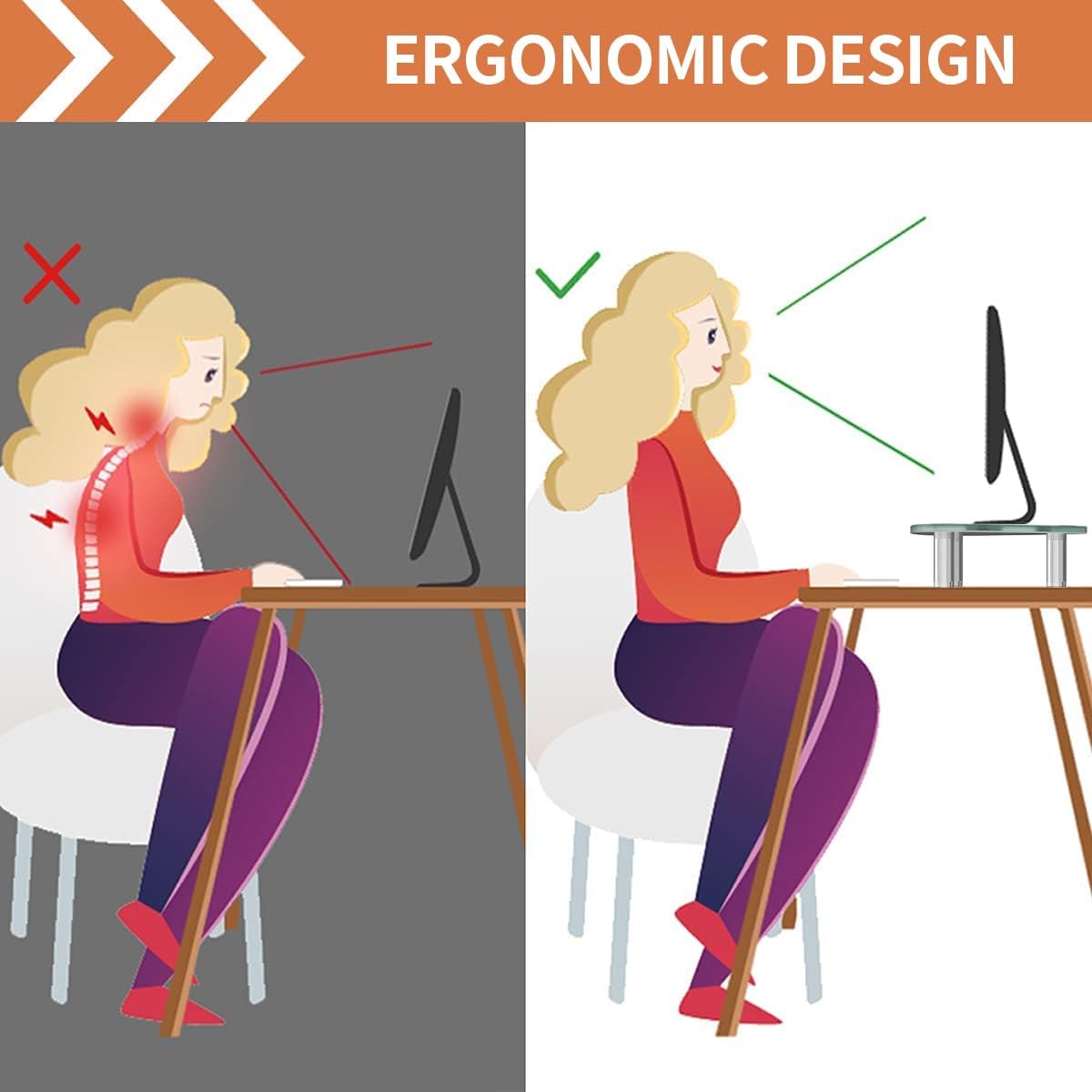 2 Pack Computer Monitor Riser | Triangle Desktop Universal Corner Stand for Computer Monitor & Laptop HD01T-203