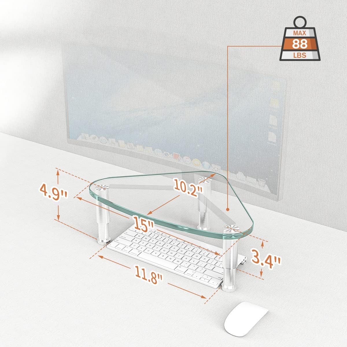 2 Pack Computer Monitor Riser | Triangle Desktop Universal Corner Stand for Computer Monitor & Laptop HD01T-203