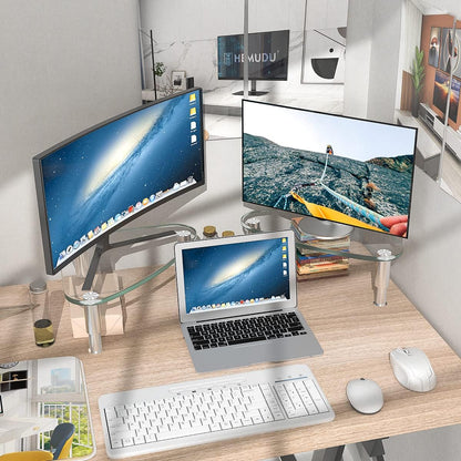 2 Pack Computer Monitor Riser | Triangle Desktop Universal Corner Stand for Computer Monitor & Laptop HD01T-203