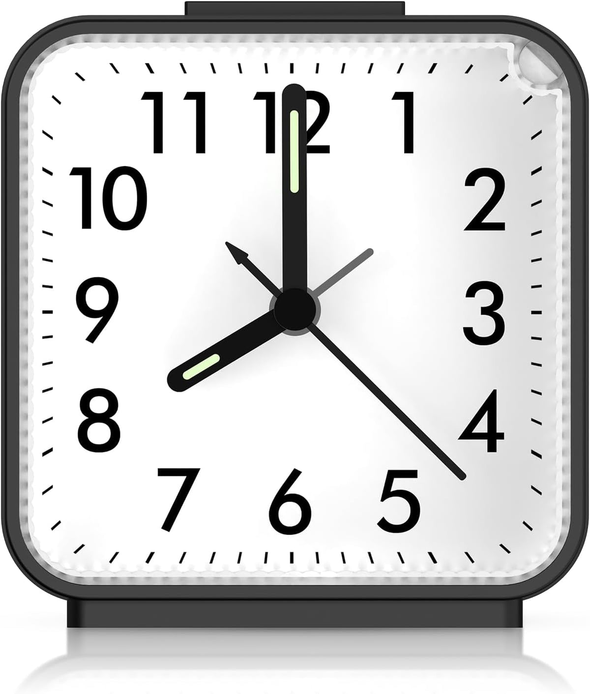Analog Alarm Clock, Silent Non Ticking Small Clock, Travel Alarm Clock with Snooze & Light, Ascending Beep Sounds, Battery Operated Loud Alarm Clock for Bedroom, Bedside, Desk (Black)