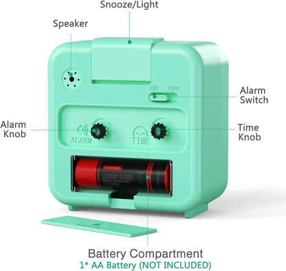 Analog Alarm Clock, Silent Non Ticking Small Clock, Travel Alarm Clock with Snooze & Light, Ascending Beep Sounds, Battery Operated Loud Alarm Clock for Bedroom, Bedside, Desk (Black)