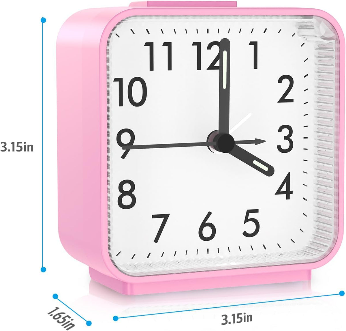 Analog Alarm Clock, Silent Non Ticking Small Clock, Travel Alarm Clock with Snooze & Light, Ascending Beep Sounds, Battery Operated Loud Alarm Clock for Bedroom, Bedside, Desk (Black)