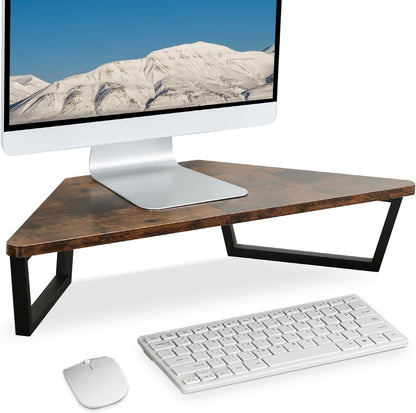 26 inch Corner Monitor Stand Riser with Keyboard Storage, Espresso