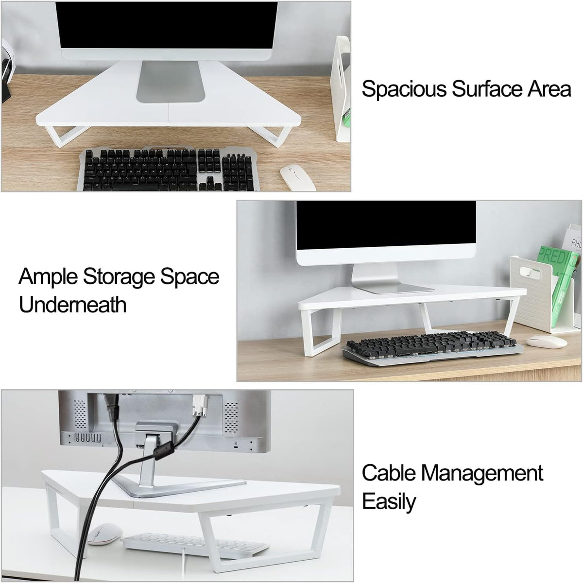 26 inch Corner Monitor Stand Riser with Keyboard Storage, Espresso