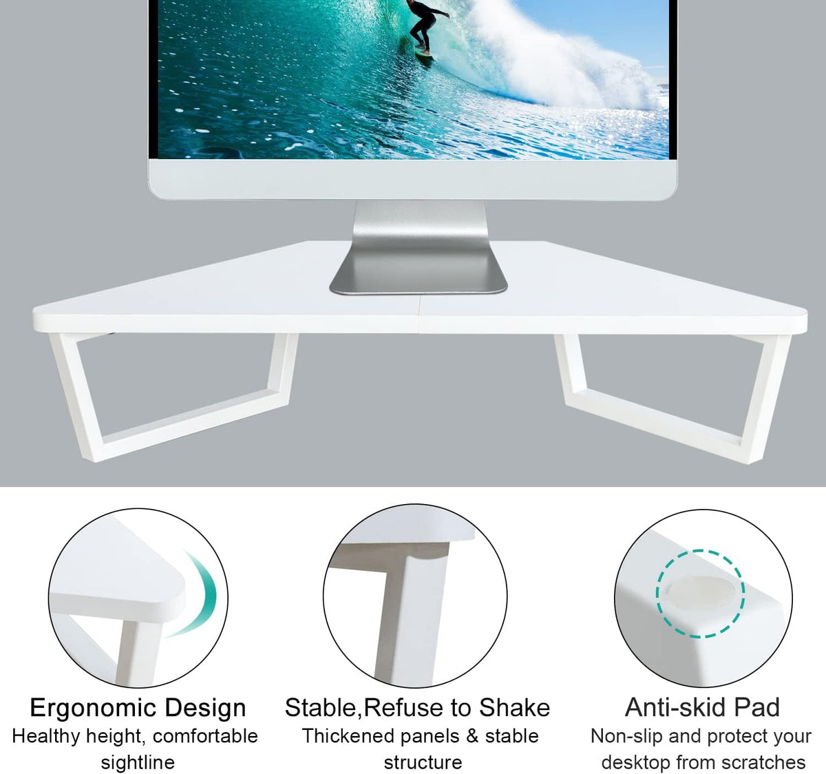 26 inch Corner Monitor Stand Riser with Keyboard Storage, Espresso