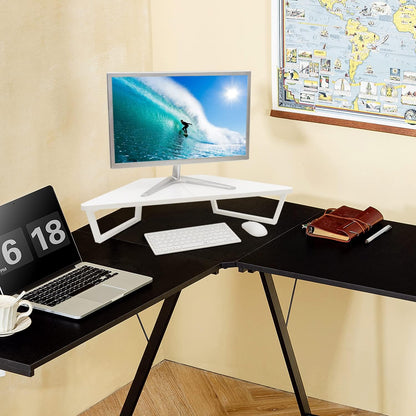 26 inch Corner Monitor Stand Riser with Keyboard Storage, Espresso