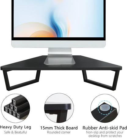 26 inch Corner Monitor Stand Riser with Keyboard Storage, Espresso