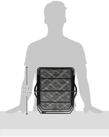 3-Tier Paper Tray, Desktop Organizer, File Storage, Workspace, Office, Metal Mesh, 11.75"L x 13.75"W x 10"H, Black