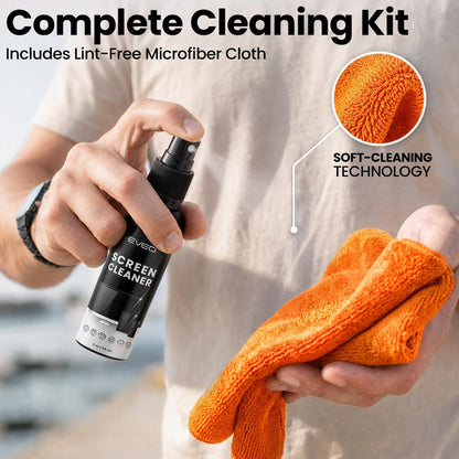 Screen Cleaner Spray - TV Screen Cleaner Spray and Microfiber Cloth kit, Computer Screen Cleaner & Car Screen Cleaner for TV, Monitor, Laptop, MacBook, iPad, iPhone and Electronic Devices - 2 Pack