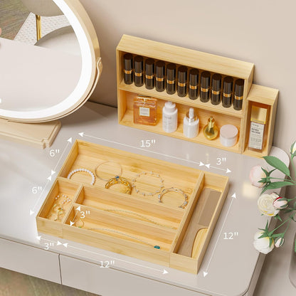 Bamboo Kitchen Drawer Organizer, 2-Pack, 9" x 6" x 2.5", Black