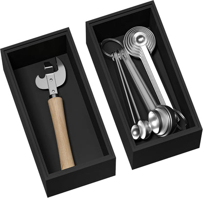 Bamboo Kitchen Drawer Organizer, 2-Pack, 9" x 6" x 2.5", Black