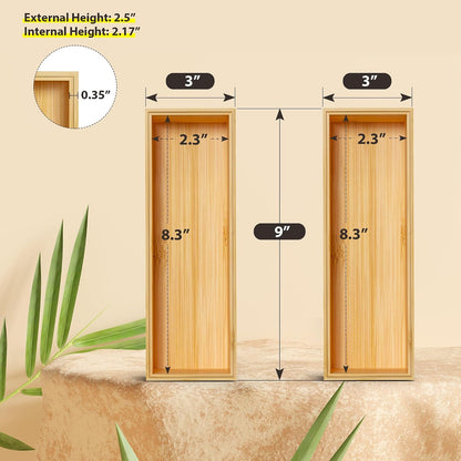 Bamboo Kitchen Drawer Organizer, 2-Pack, 9" x 6" x 2.5", Black